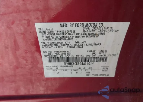 2016 Ford Flex Sel z USA, uszkodzony, nr VIN 2FMHK6C85GBA14014